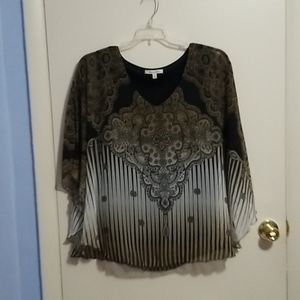 Quintessential Xl Black Gold White Tunic Top